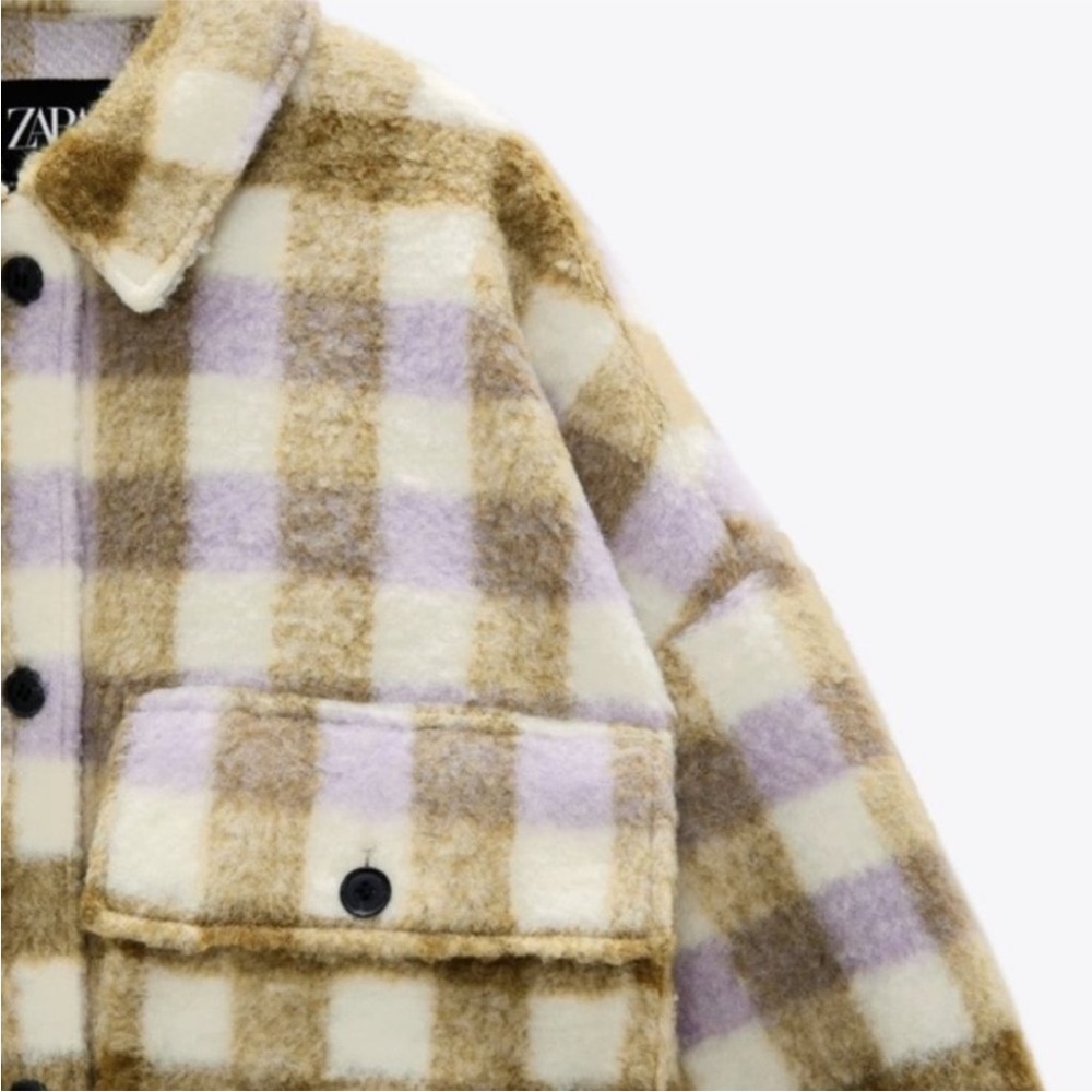 Zara Oversized Plaid Wool Jacket Shacket - Picture 13 of 15